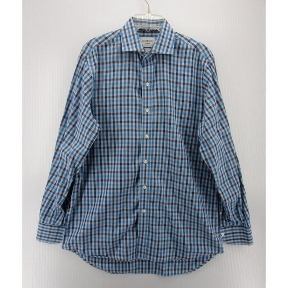 Ledbury Shirt 16 1/2 Button Down Classic Fit Plaid Preppy Woven Large - Picture 1 of 10